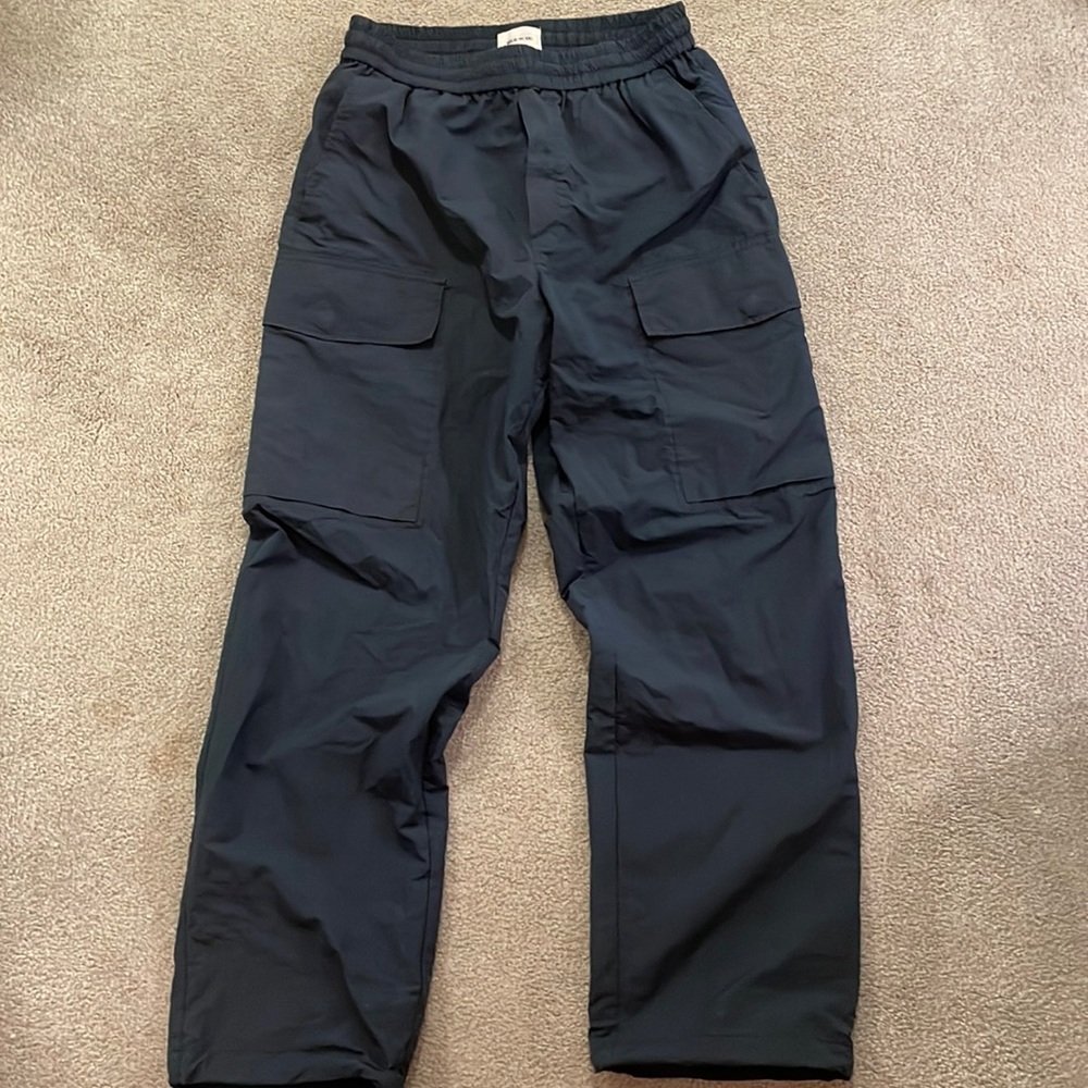 Navy blue men’s Halsey trousers by Wood Wood. Size medium